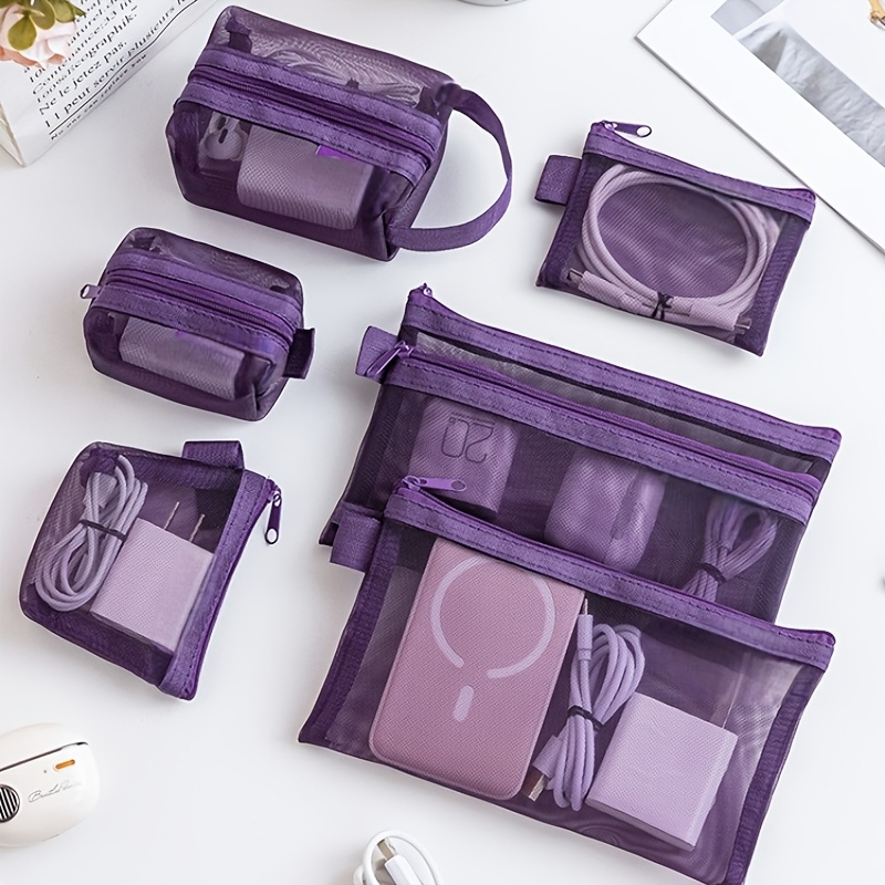 Tech Accessories Travel Organizer Pouch - Ensemble de 6 sacs organisateurs électroniques